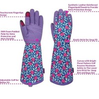 Msupsav Thorn Proof Garden Gloves Long Gardening Gloves Rose Gloves Cactus Gloves Work Gloves For Women Birthday Gifts&Best Gifts (Large  Purple)