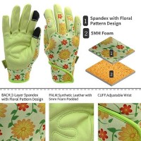 Msupsav Garden Gloves For Women Spandex&Synthetic Leather Gardening Gloves Yard Work Gloves Gardening Gifts&Garden Gifts (Chartreuse Palm  Medium)