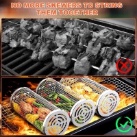 Rolling Grilling Baskets Outdoor Accessories Stainless Steel Cylinder Tubes Vegetable Cage Veggie Grill Bbq Basket Nets Veggies