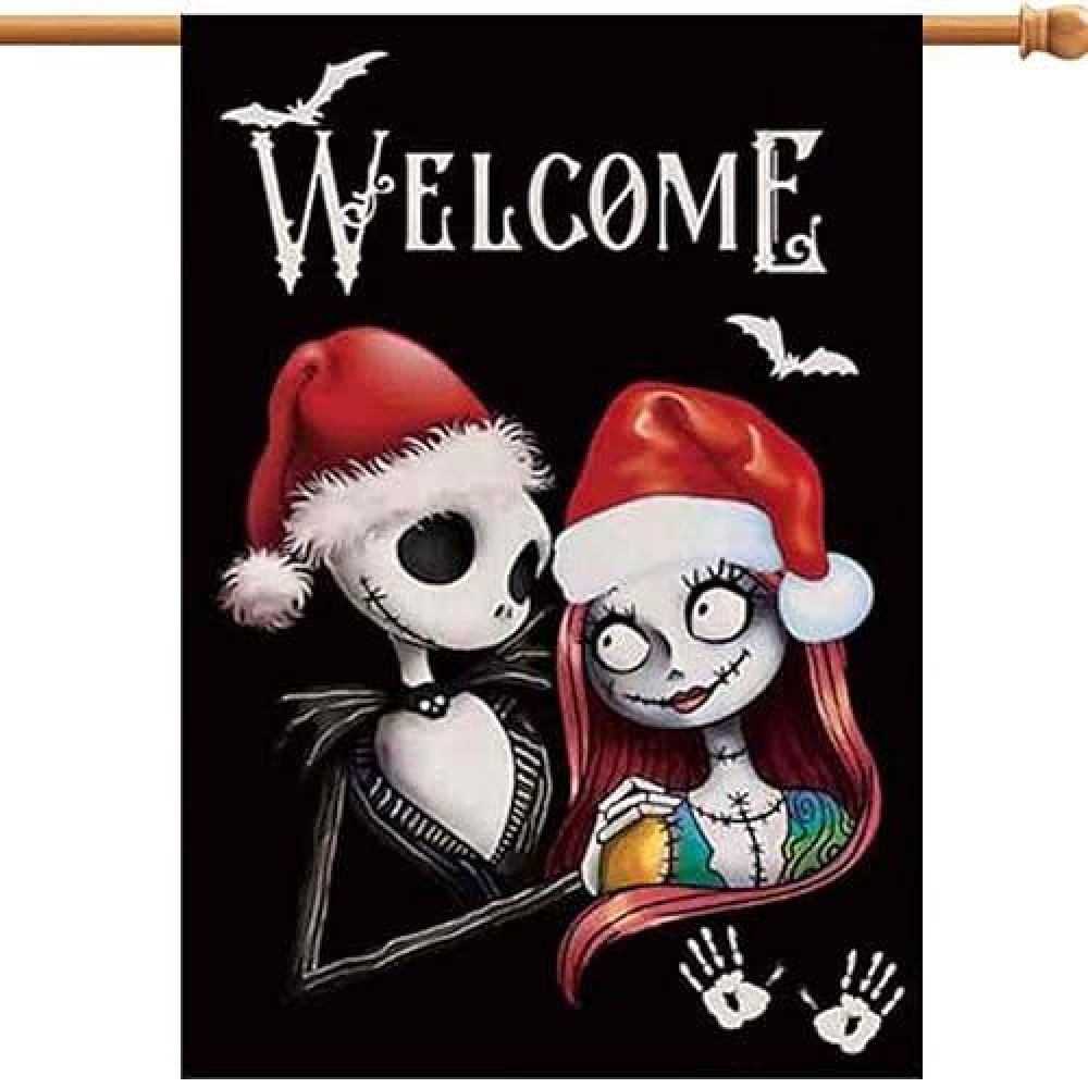 Large Size 28 X 40 Inch Nnightmare Before Christmas Decorations House Flag Vertical Double Sided Merry Christmas Welcome Garden