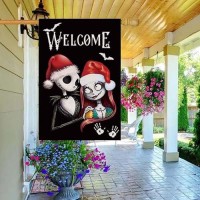 Large Size 28 X 40 Inch Nnightmare Before Christmas Decorations House Flag Vertical Double Sided Merry Christmas Welcome Garden