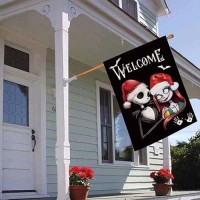 Large Size 28 X 40 Inch Nnightmare Before Christmas Decorations House Flag Vertical Double Sided Merry Christmas Welcome Garden