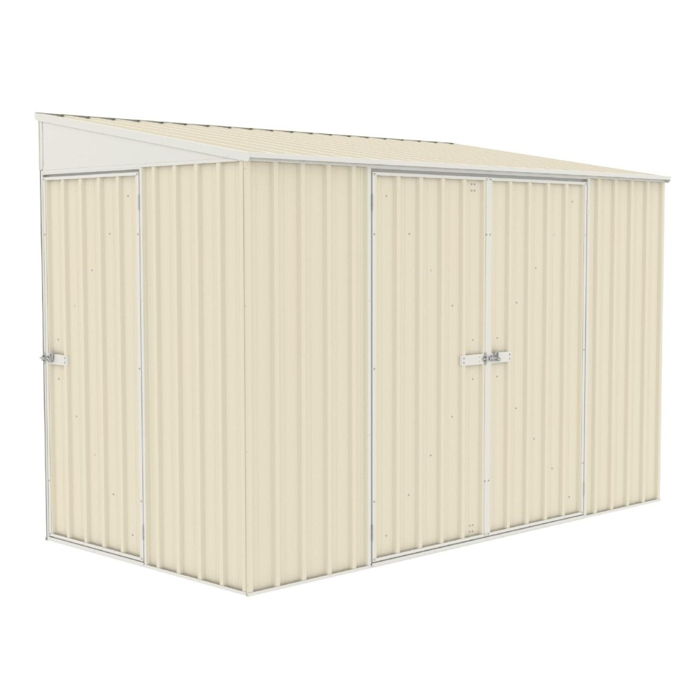 Absco Lean To 10 X 5 Metal Bike Shed Classic Cream