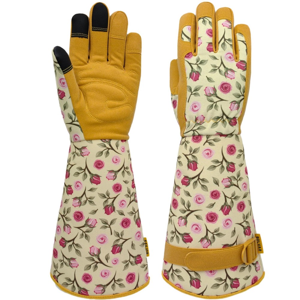 Savjob Gardening Gloves Synthetic Leather Long Garden Gloves With Touchscreen Work Gloves Gardening Giftsgarden Gifts Yellow Me