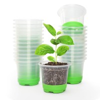 Mixc 24 Packs 4 Clear Nursery Pots With Silicone Base For Easy Transplant Transparent Plastic Reusable Seedling Starter Fl