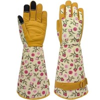 Savjob Gardening Gloves For Menwomen Leather Thorn Proof Garden Gloves With Touchscreen Work Gloves Gardening Gifts For Women Y