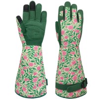 Savjob Gardening Gloves Synthetic Leather Long Garden Gloves With Touchscreen Work Gloves Gardening Giftsgarden Gifts Green Med