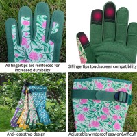 Savjob Gardening Gloves Synthetic Leather Long Garden Gloves With Touchscreen Work Gloves Gardening Giftsgarden Gifts Green Med