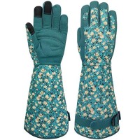 Savjob Gardening Gloves Synthetic Leather Long Garden Gloves With Touchscreen Work Gloves Gardening Giftsgarden Gifts Lakeblue