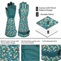 Savjob Gardening Gloves Synthetic Leather Long Garden Gloves With Touchscreen Work Gloves Gardening Giftsgarden Gifts Lakeblue