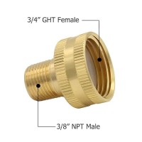 Hooshing 3Pcs Brass Garden Hose Adapter 3/8