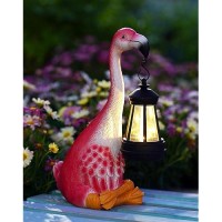 Goodeco Flamingo Statue With Solar Lantern Artistic Pink Flamingo Decor For Outdoor Garden Home Flamingo Gifts For Women