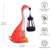 Goodeco Flamingo Statue With Solar Lantern Artistic Pink Flamingo Decor For Outdoor Garden Home Flamingo Gifts For Women