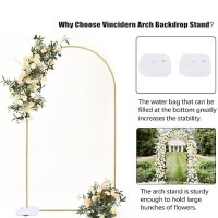 Vincidern 7.2 Ft Balloon Arch Backdrop Stand Gold  Wedding Arch For Birthday Party  Bridal Baby Showers  Wedding Ceremony Arch Frame Metal (With Water Base)