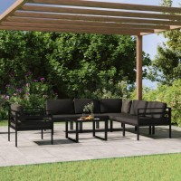 vidaXL 7Piece Patio Lounge Set with Cushions Aluminum Outdoor Lounge Set Modular Design WeatherResistant Comfortable Cus