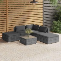 vidaXL Poly Rattan Patio Lounge Set 6 Pieces with Cushions Waterproof and Weatherproof Versatile Arrangement Comfortable S