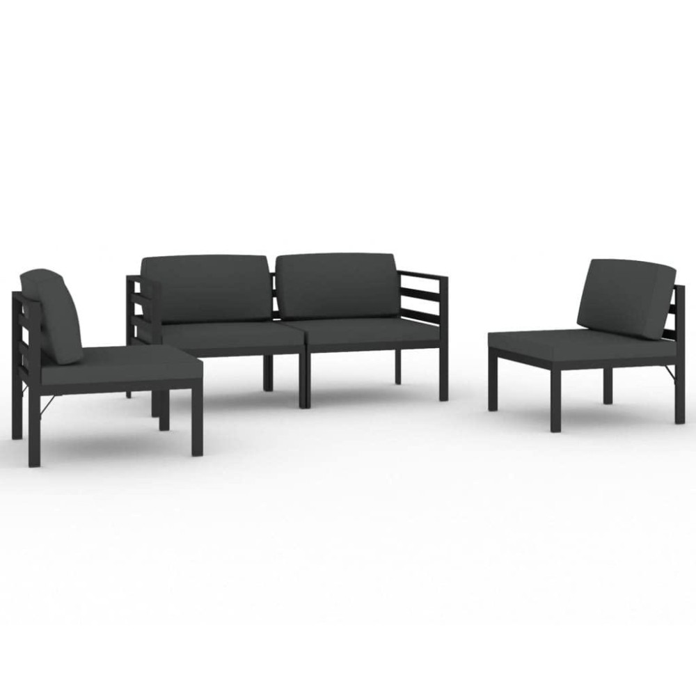 vidaXL 4Piece Outdoor Patio Lounge Set Aluminum Anthracite Modular Design with Cushions and Pillows WeatherResistant and