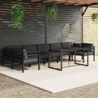 vidaXL 8Piece Outdoor Lounge Set with Cushions WeatherResistant Aluminum Patio Furniture in Anthracite Color Inclusive of