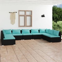 vidaXL 9 Piece Outdoor Lounge Set with Cushions in Poly Rattan Brown Durable and Comfortable Modular Patio Seating Solution wi