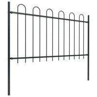 vidaXL Garden Fence with Hoop Top Steel 279ft Black 277660