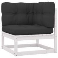 vidaXL Retro Style 10 Piece Outdoor Lounge Set in White Solid Pinewood Featuring Comfortable Cushions for PatioVeranda