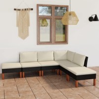 vidaXL 6Piece Black Patio Lounge Set Poly Rattan Sofa Set with Cushions WeatherResistant Outdoor Furniture Stylish Com