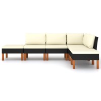vidaXL 6Piece Black Patio Lounge Set Poly Rattan Sofa Set with Cushions WeatherResistant Outdoor Furniture Stylish Com