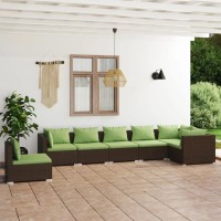 vidaXL 7Piece Patio Lounge Set with Cushions Brown Poly Rattan Outdoor Seating Arrangement Versatile Modular Design Comfo