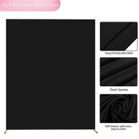 Wokceer Wedding Arch Cover 6.6X5.2Ft Square Arch Backdrop Covers Spandex Fitted Balloon Arch Cover For Birthday Party Wedding Ceremony Banquet Decoration Black