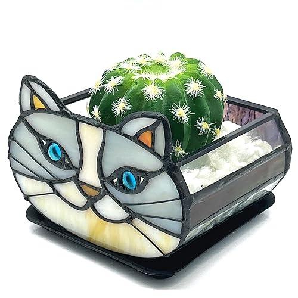 Entlityful Cute Gray Cat Planter Cat Succulent Planter Unique Pots For Indoor Plants Gifts For Plant Lovers Women Unique 433X3