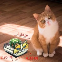 Entlityful Stained Glass Yellow Cat Flower Pot Small Succulent Planter For Indoor Plants Cat Plant Decoration For Windowsill 43