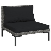 vidaXL Patio Lounge Set with Cushions 12 Piece Outdoor Seating Plan PowderCoated Steel Frame HalfRound PE Rattan Dark Gra