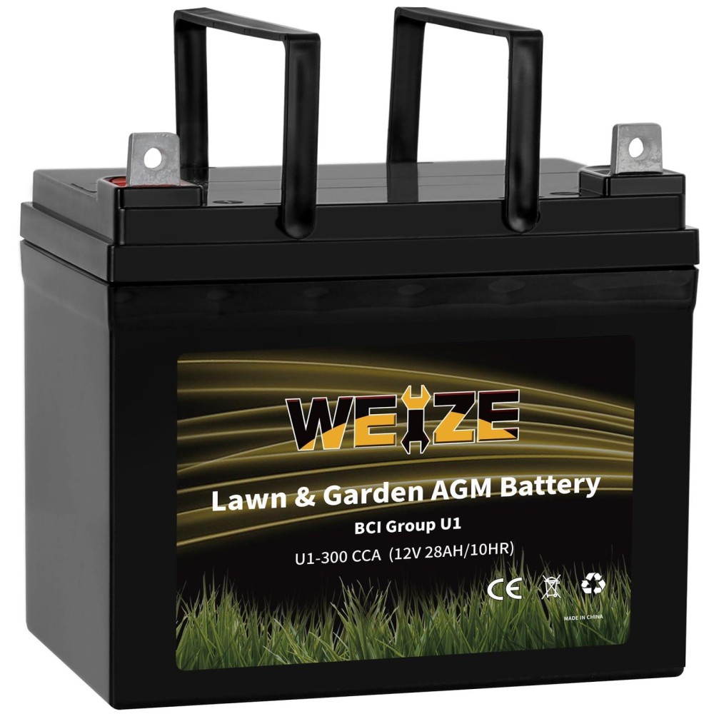 Weize Lawn Garden Agm Battery 12V 300Cca Bci Group U1 Sla Starting Battery For Lawn Tractors And Mowers Compatible With Joh