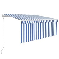 vidaXL Automatic Retractable Awning with Blind RustResistant Aluminum Frame PU Coated UV Resistant Polyester 131 x 9