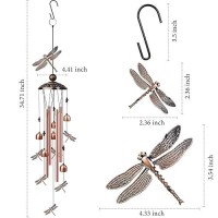 Nowpis Dragonfly Wind Chimes For Outside  Decorative Wind Chimes With 4 Aluminum Tubes Hanging Bells  Memorial Windchimes Outdoors With S Hook For Patio Garden Decor  Unique Gift For Mom Grandma