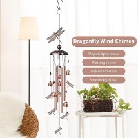 Nowpis Dragonfly Wind Chimes For Outside  Decorative Wind Chimes With 4 Aluminum Tubes Hanging Bells  Memorial Windchimes Outdoors With S Hook For Patio Garden Decor  Unique Gift For Mom Grandma