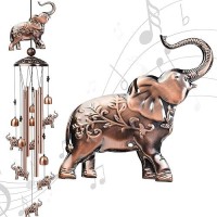 Nowpis Elephant Wind Chimes For Outside  Decorative Wind Chimes With 4 Aluminum Tubes Hanging Bells  Memorial Windchimes Outdoors With S Hook For Patio Garden Decor  Unique Gift For Mom Grandma