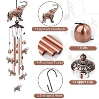 Nowpis Elephant Wind Chimes For Outside  Decorative Wind Chimes With 4 Aluminum Tubes Hanging Bells  Memorial Windchimes Outdoors With S Hook For Patio Garden Decor  Unique Gift For Mom Grandma