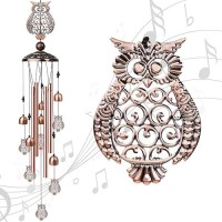 Nowpis Owl Wind Chimes For Outside Decorative Wind Chimes With 4 Aluminum Tubes Hanging Bells Memorial Windchimes Outdoors Wit