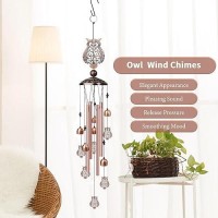 Nowpis Owl Wind Chimes For Outside Decorative Wind Chimes With 4 Aluminum Tubes Hanging Bells Memorial Windchimes Outdoors Wit