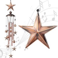 Nowpis Star Wind Chimes For Outside Decorative Wind Chimes With 4 Aluminum Tubes Hanging Bells Memorial Windchimes Outdoors Wi