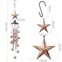 Nowpis Star Wind Chimes For Outside Decorative Wind Chimes With 4 Aluminum Tubes Hanging Bells Memorial Windchimes Outdoors Wi