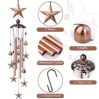 Nowpis Star Wind Chimes For Outside Decorative Wind Chimes With 4 Aluminum Tubes Hanging Bells Memorial Windchimes Outdoors Wi