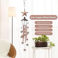 Nowpis Star Wind Chimes For Outside Decorative Wind Chimes With 4 Aluminum Tubes Hanging Bells Memorial Windchimes Outdoors Wi