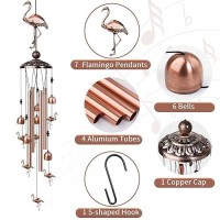 Nowpis Flamingo Wind Chimes For Outside Decorative Wind Chimes With 4 Aluminum Tubes Hanging Bells Memorial Windchimes Outdoor