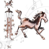 Nowpis Horse Wind Chimes For Outside Decorative Wind Chimes With 4 Aluminum Tubes Hanging Bells Memorial Windchimes Outdoors W