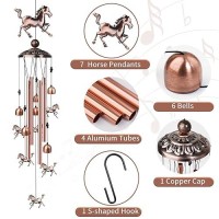 Nowpis Horse Wind Chimes For Outside Decorative Wind Chimes With 4 Aluminum Tubes Hanging Bells Memorial Windchimes Outdoors W