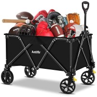 Antifir Large Collapsible Wagons Carts Foldable Heavy Duty Folding Wagon Cart With All Terrain Brake Wheels Portable Utility C