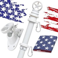 Coconut Flag Pole  6 Ft Tangle Free Flag Pole Kit With 3X5 Embroidered Usa Flag  American Flag With Pole & Heavy Duty Flagpole Holder For Outside House