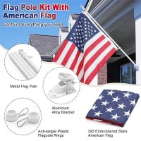 Coconut Flag Pole  6 Ft Tangle Free Flag Pole Kit With 3X5 Embroidered Usa Flag  American Flag With Pole & Heavy Duty Flagpole Holder For Outside House